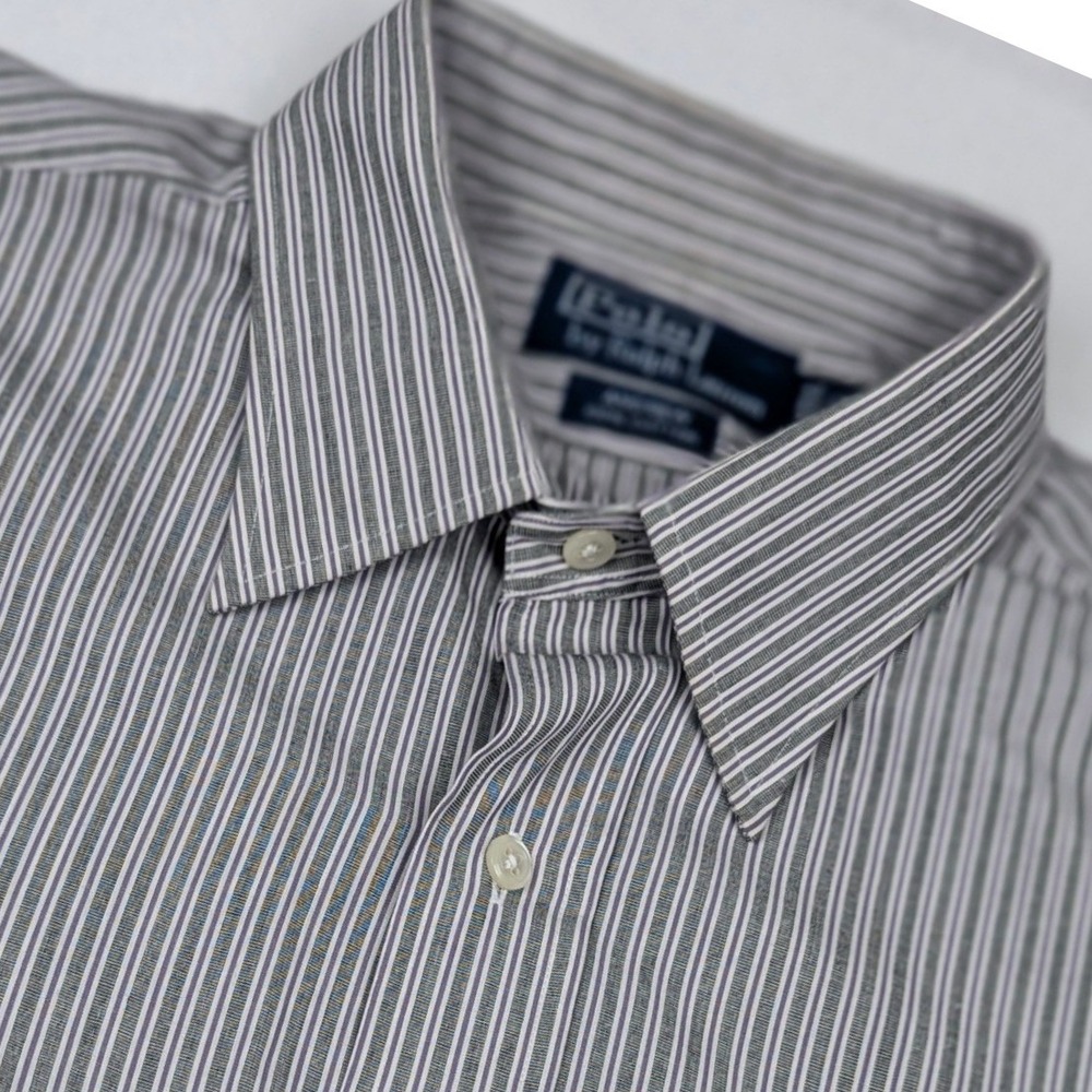 Vtg Polo Ralph Lauren Andrew Mens 16.5 34/35 Striped Button Down Shirt Purp/Grey